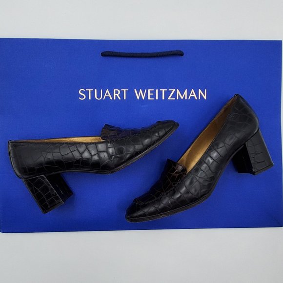 Stuart Weitzman chocolate brown croc pumps - Picture 3 of 8